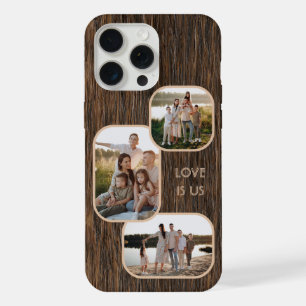 Photos For Mom Dad And Love Quote On Wood Pattern iPhone 15 Pro Max Case