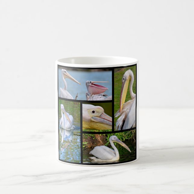 Photos mosaic of pelicans coffee mug (Center)