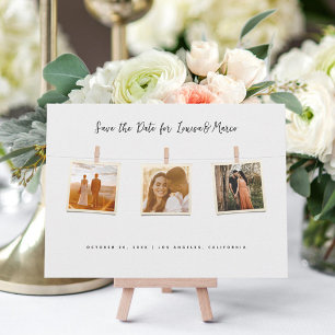 photos on clothing line collage  save the date