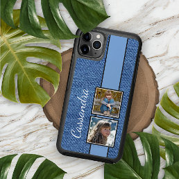 Photos On Rustic Fashionable Blue Denim Pattern OtterBox Symmetry iPhone 11 Case