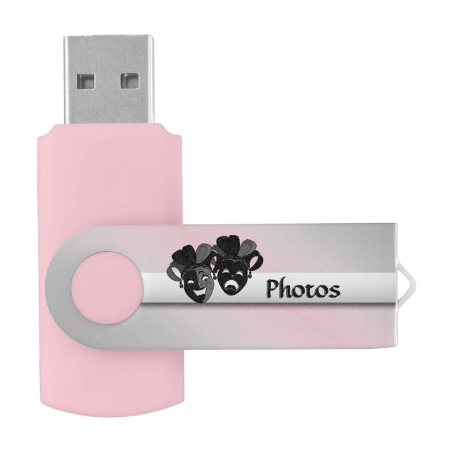 Photos or Files Theater Theme Pink Flash Drive (Opened)