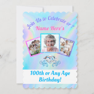 PHOTOS Personalized, 100 year Birthday Party Invitation