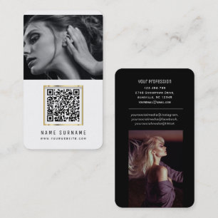 photos qr code scannable barcode modern stylish business card