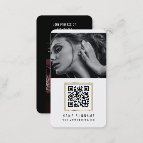 photos qr code scannable barcode modern stylish business card