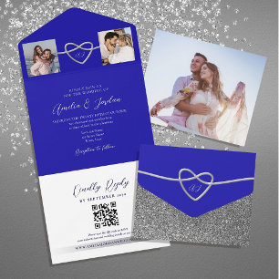 Photos Royal Blue Wedding QR Code All In One Invitation