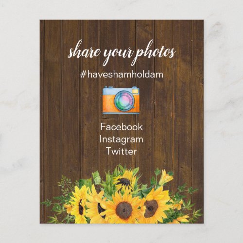 Photos Sharing Hashtag Rustic Wedding Sign Budget