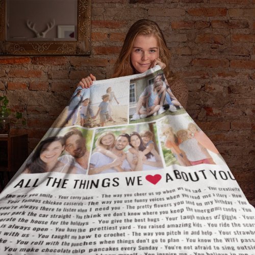 Photos Things We Love About You Mothers Day Fleece Blanket