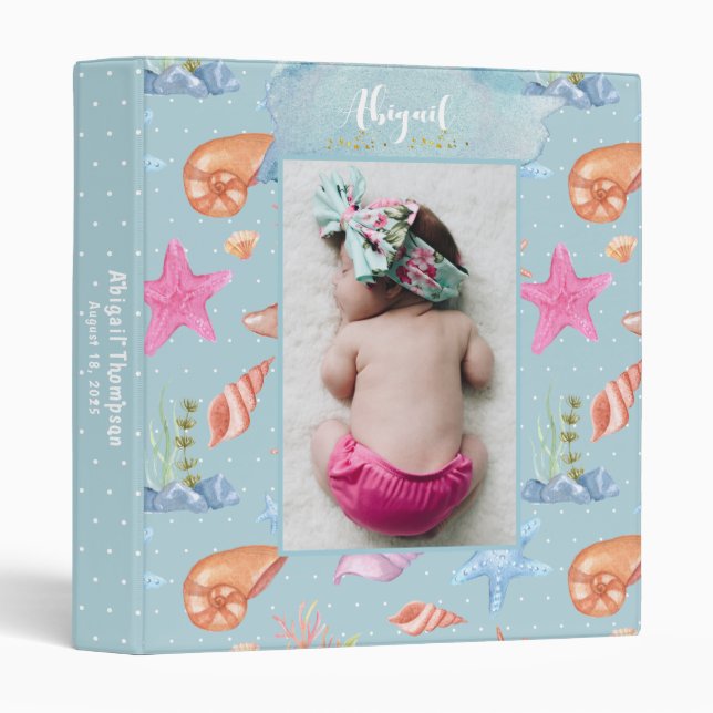  Photos Under the Sea Baby Girl 3 Ring Binder (Front/Spine)