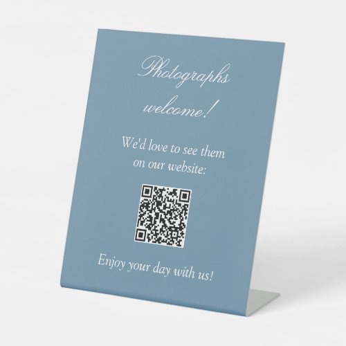 Photos Welcome Easy QR Code Dusty Blue Sign
