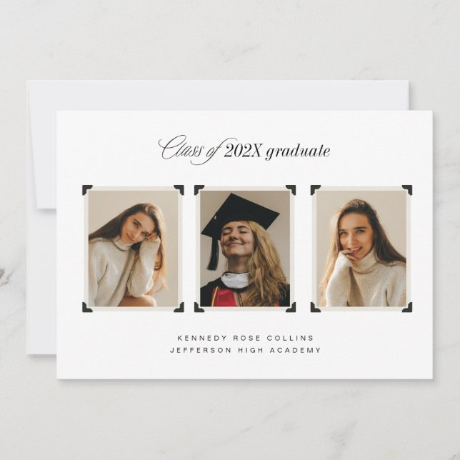 Photos with Album Corners Graduation Announcement (Front)