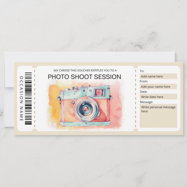 Photoshoot Gift Certificate Invitation (Front)