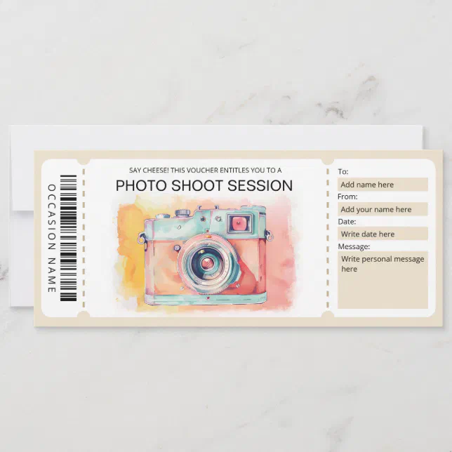 Photoshoot Gift Certificate Invitation | Zazzle