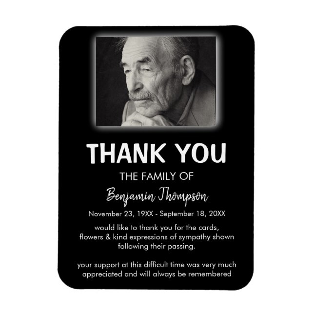 PhotoThank You Funeral Favor Magnet (Vertical)
