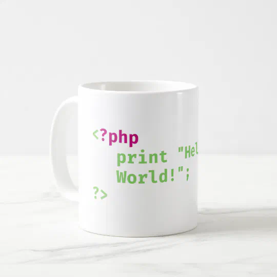 php - print hello world - Coding Pun Coffee Mug