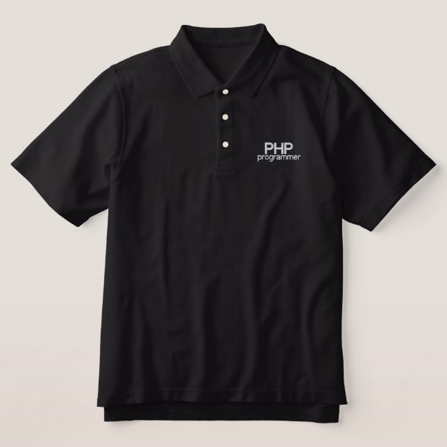 PHP programmer Embroidered Polo Shirt (Design Front)