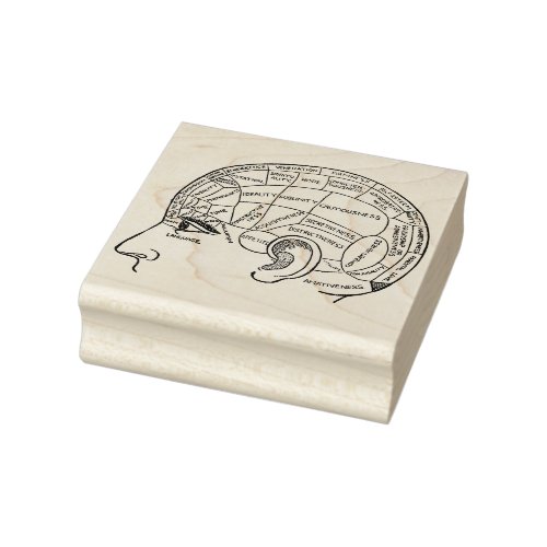 Phrenology chart rubber stamp