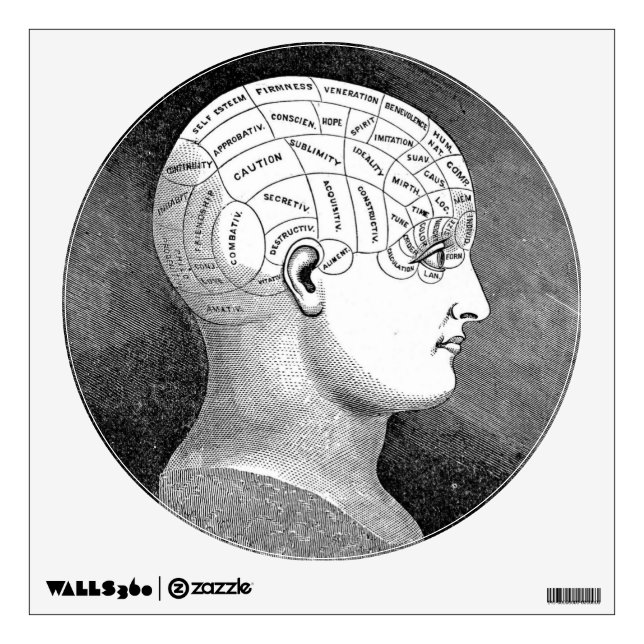 Phrenology Head Diagram Wall Sticker (Front)
