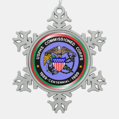 PHSCC Commissioned Corps Snowflake Pewter Christmas Ornament