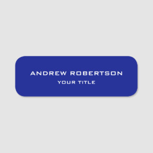 Phthalo Blue Plain Elegant Minimalist Simple Name Tag