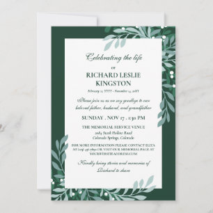 Phthalo Greenery & White Berries Life Celebration Invitation