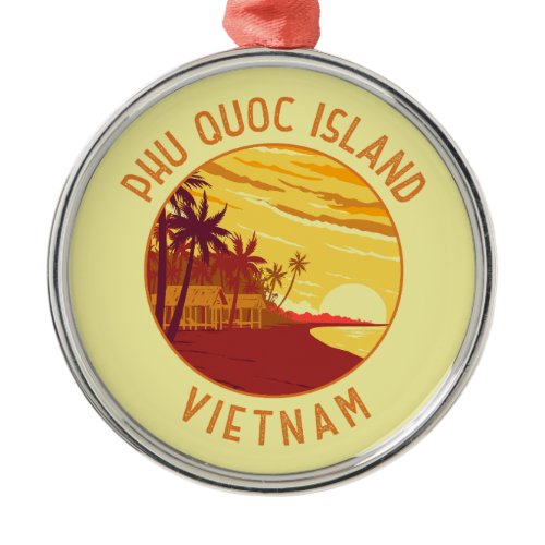 Phu Quoc Island Vietnam Retro Distressed Circle Metal Ornament