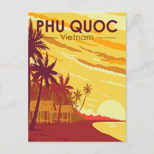 Phu Quoc Island Vietnam Travel Art Vintage Postcard