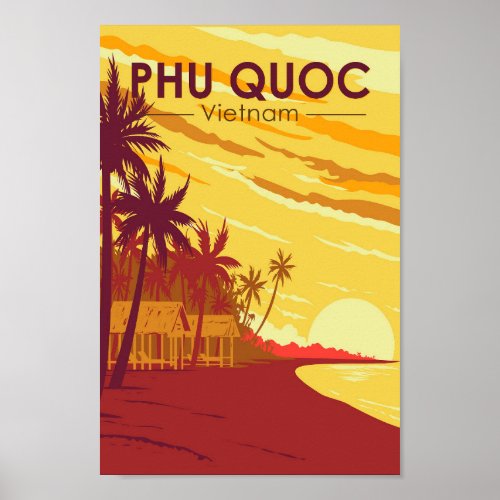Phu Quoc Island Vietnam Travel Art Vintage Poster