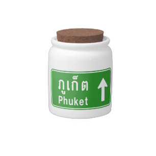 Phuket Ahead ⚠ Thai Highway Traffic Sign ⚠ Candy Jar