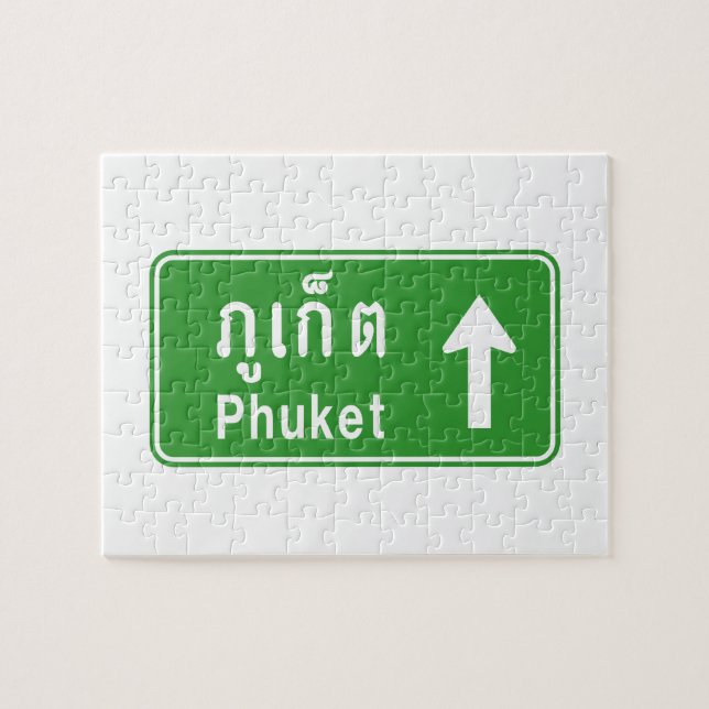 Phuket Ahead ⚠ Thai Highway Traffic Sign ⚠ Jigsaw Puzzle (Horizontal)