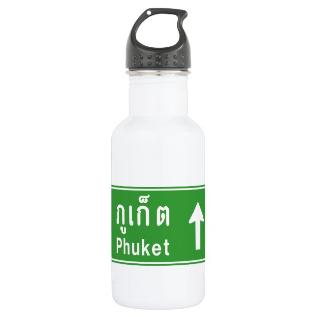 Phuket Ahead ⚠ Thai Highway Traffic Sign ⚠ Stainless Steel Water Bottle (Front)