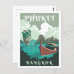 Phuket Bangkok Thailand Travel Place Illustration Postcard