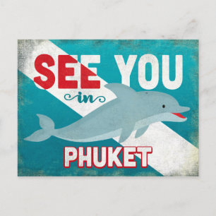 Phuket Dolphin - Retro Vintage Travel Postcard