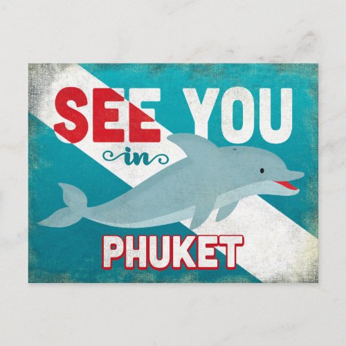 Phuket Dolphin _ Retro Vintage Travel Postcard