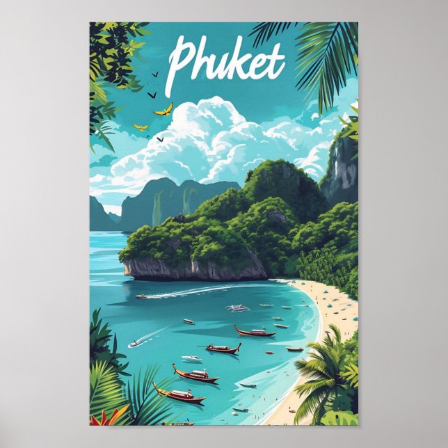 Phuket Thailand Artistic Travel Illustration Poster (Front)