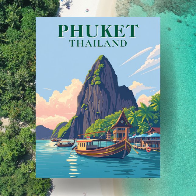 Phuket Thailand Beach Boat Art Postcard (Phuket Thailand Beach Boat Art Postcard)