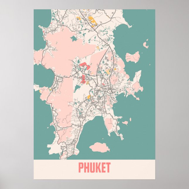 Phuket - Thailand Chalk City Map Poster (Front)