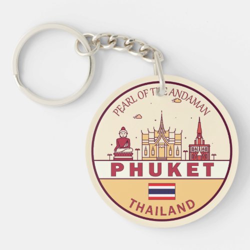 Phuket Thailand City Skyline Emblem Keychain