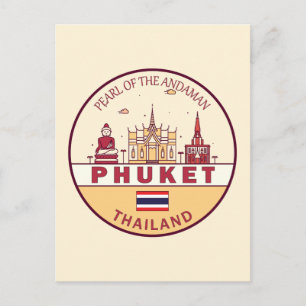 Phuket Thailand City Skyline Emblem Postcard