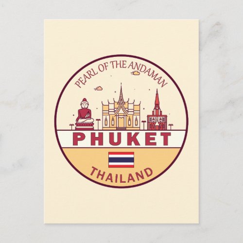Phuket Thailand City Skyline Emblem Postcard