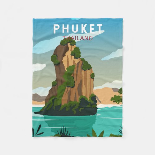 Phuket Thailand Retro  Fleece Blanket
