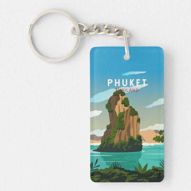 Phuket Thailand Retro  Keychain (Front)