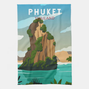 Phuket Thailand Retro  Kitchen Towel