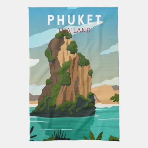 Phuket Thailand Retro  Kitchen Towel