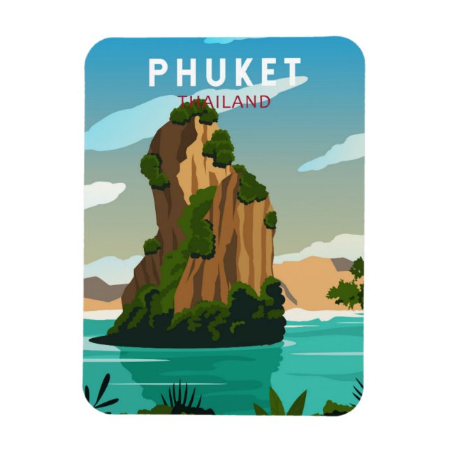 Phuket Thailand Retro  Magnet (Vertical)