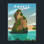 Phuket Thailand Retro Postcard<br><div class="desc">Phuket vector artwork design. It consists of the island of Phuket,  the country's largest island,  and another 32 smaller islands off its coast. It lies off the west coast of mainland Thailand in the Andaman Sea.</div>