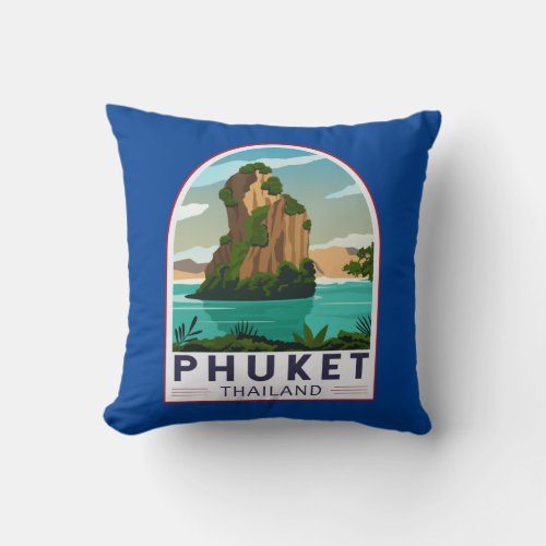 Phuket Thailand Retro Throw Pillow