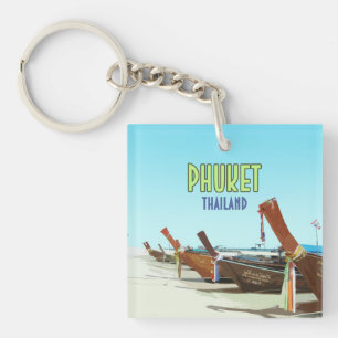 Phuket Thailand Tropical Beach Vintage Keychain