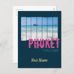 Phuket Thailand Vintage Beach Panorama Souvenir Holiday Postcard