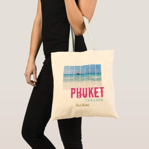  Phuket Thailand Vintage Beach Panorama Souvenir Tote Bag
