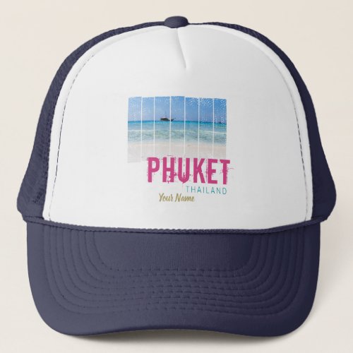  Phuket Thailand Vintage Beach Panorama Souvenir Trucker Hat